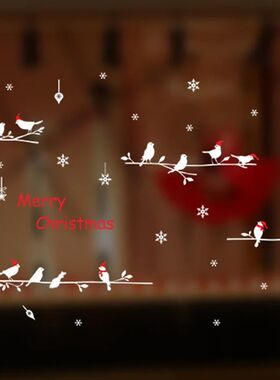 Christmas Snowflake Tree Branch Bird Wall Sticker Christmas