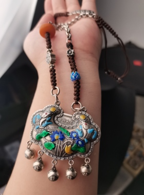 S925纯银35克吉祥如意五福足银祥云锁国风做旧民族风手工项链