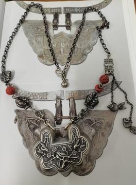 足银复古个性老银长命富贵喜上眉梢大吊坠54.8克