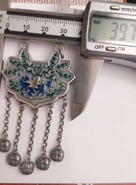 S925纯银烧蓝吊坠麒麟送子25克女生复古民族风