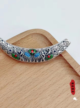 足银弯管吉像如意吊坠复古时尚个性百搭女生项圈45CM毛衣锁骨链