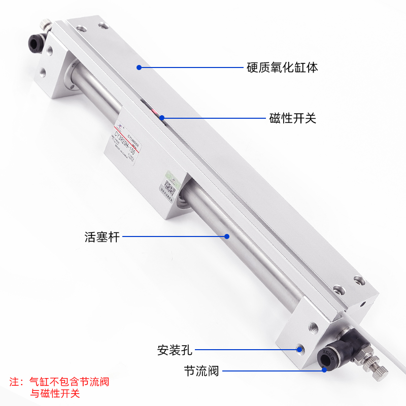 磁偶式无杆气缸带导轨长行程可调CY1R20CY3R10/15/32-100*400*350-图2