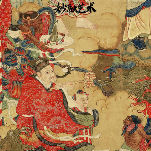 罗汉图古代人物画佛像挂画新中式玄关走廊装饰画禅意茶室壁画仿古 - 图1