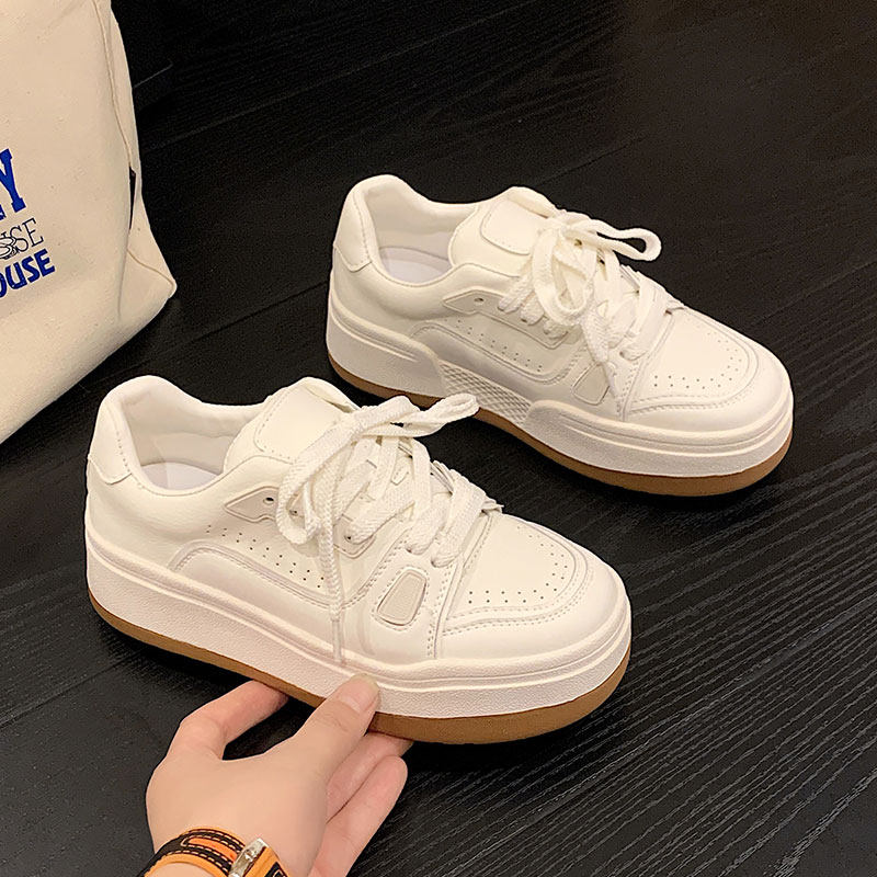 真皮小白鞋女2026春季新款松糕百搭学生增高网红厚底休闲运动板鞋,淘宝优惠券,粉丝福利购,淘宝优惠卷