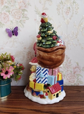 精品陶瓷圣诞老人饼干罐家居装饰品创意家居摆件圣诞节日礼物装饰