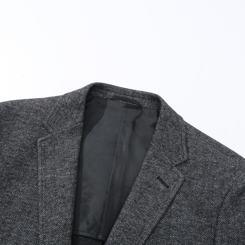 AL217断码清仓春秋款男士商务绅士灰色棉加羊毛混纺厚款西装外套 - 图0