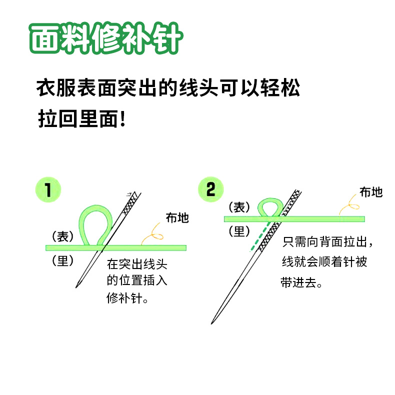 原装日本进口Clover可乐工具面料修补针织补针2枚装18-641