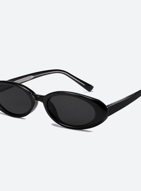 超轻小框椭圆黑猫眼墨镜女 欧美太阳镜UV400防晒防紫外线可配近视