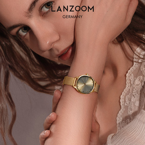 德国LANZOOM蓝族莫兰迪小金表女款手表女生轻奢小众情人节礼物 - 图2