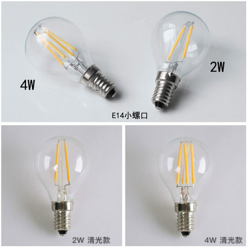 卧室床头台灯可调光节能led钨丝白炽小灯泡e27螺口2W4W6W暖黄灯丝 - 图0