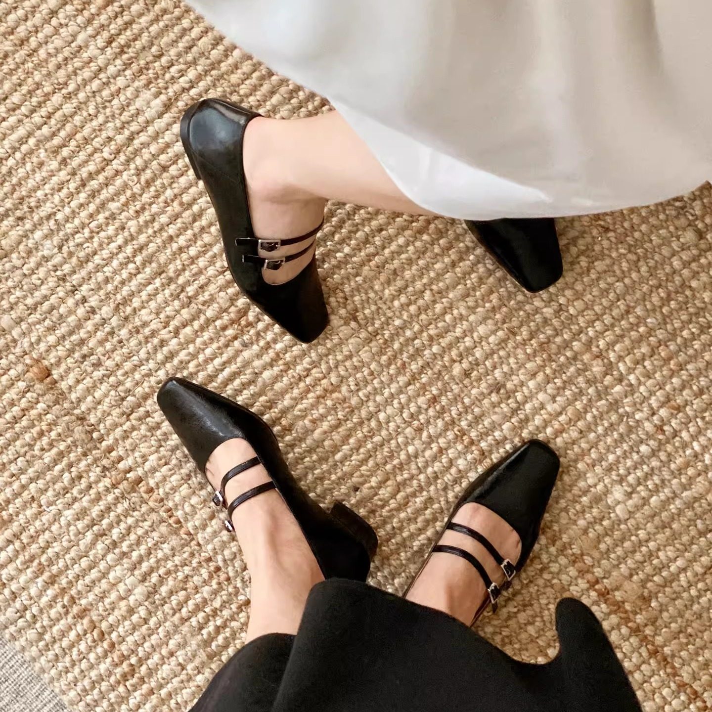 割草机老k小众平底方头玛丽珍鞋真皮 法式复古扣单鞋女鞋子可踩跟,淘宝优惠券,粉丝福利购,淘宝优惠卷