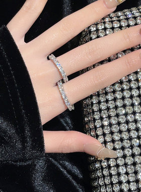 经典款不掉色网红排钻戒指女