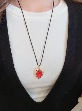 轻奢爱心吊坠项链女长款