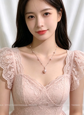 法式温柔风满天星珍珠项链女