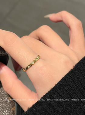 钛钢不掉色镶钻蜂巢戒指