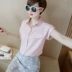 2019 Xia Han Fan cotton lanh áo sơ mi nữ trắng mỏng manh áo sơ mi tay ngắn tay áo sơ mi nữ lỏng lẻo - Áo sơ mi áo sơ mi kiểu đẹp Áo sơ mi