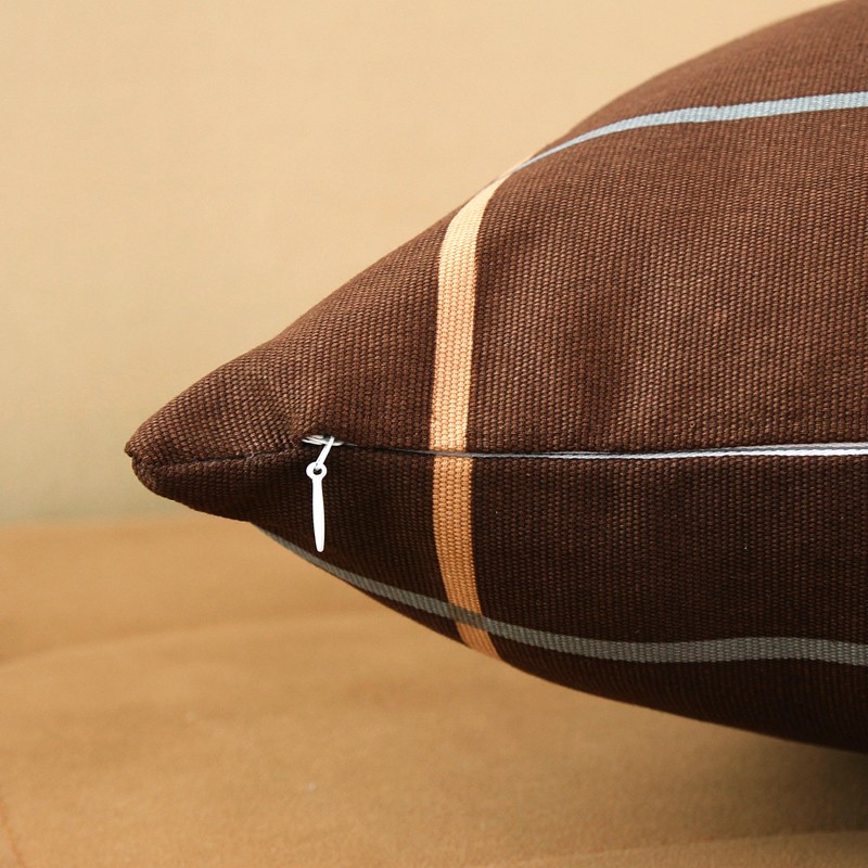 欧式简约咖啡色格子抱枕靠垫靠枕床头办公室纯棉靠背套不含芯-图0