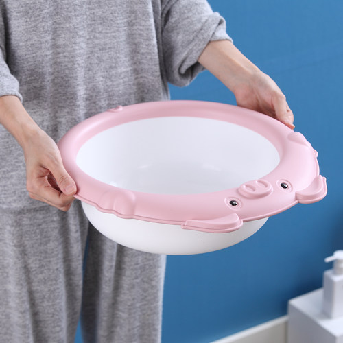 加厚初生婴儿洗脸盆新生儿童用品洗屁股卡通可爱PP用宝宝小盆子 - 图0