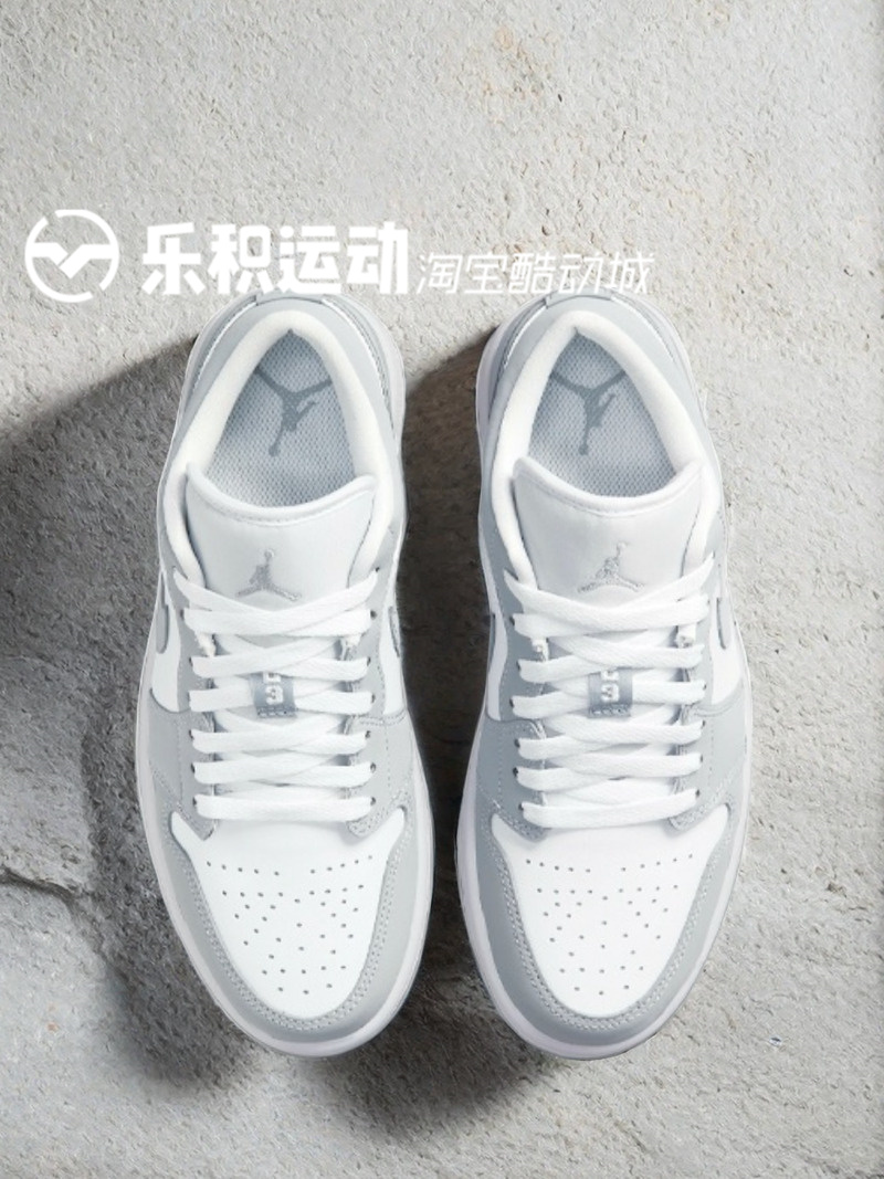 乐积运动 AIR JORDAN 1 AJ1 LOW灰白低帮复古篮球鞋 DC0774-105-图2