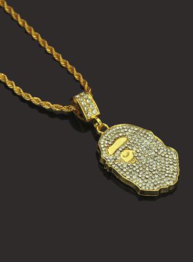 亚马逊新款项链嘻哈猿人头项链