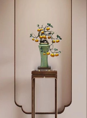 全铜柿子摆件工艺品柿柿如意客厅玄关办公室装饰品乔迁高档礼物