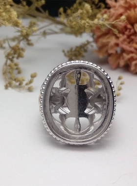 纯银镀黄金双层活口戒指托