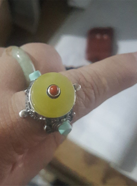 s925纯银复古尼泊尔藏式戒指托