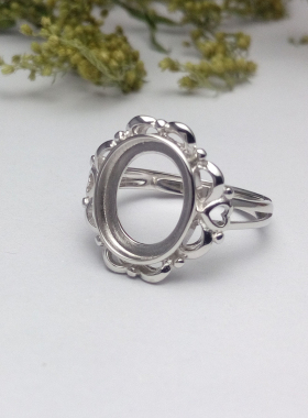 纯银镀黄金活口戒指托