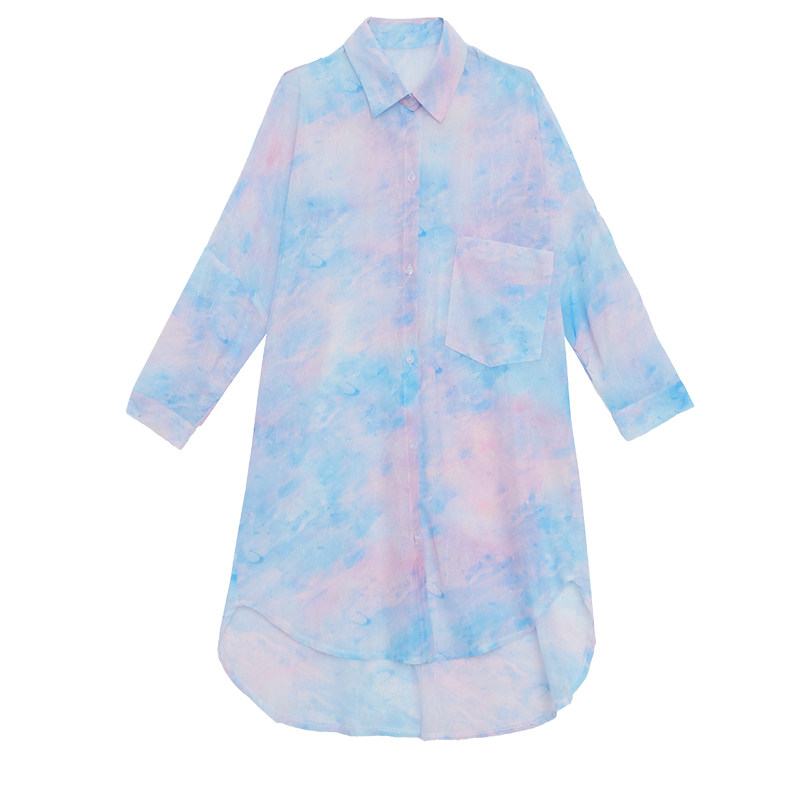 夏季中长款宽松防晒衫外套雪纺衫 婉奢蕾丝衫/雪纺衫