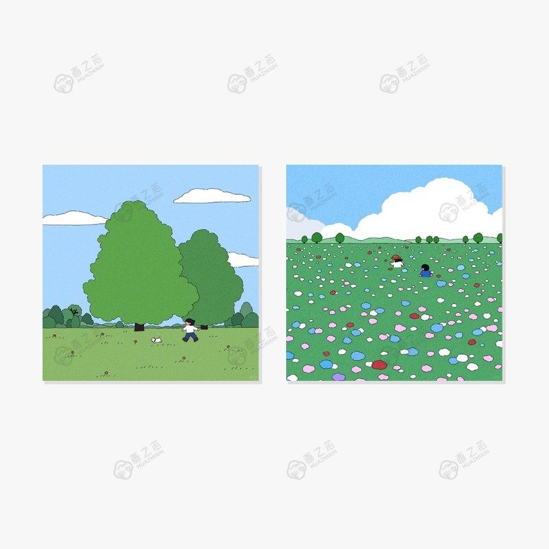 自然治愈狗狗草地树荫生活场景画玄关卧室装饰画芯油画布插画自粘,淘宝优惠券,粉丝福利购,淘宝优惠卷