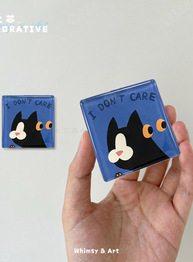 波普风红酒猫咪滴胶亚克力冰箱
