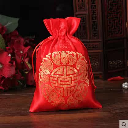 婚庆用品丝绸绸缎刺绣喜糖袋中式布糖袋大红荷包零钱包福袋红包袋 - 图2