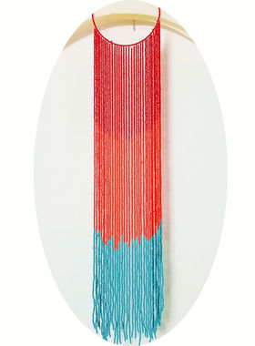 民族风撞色米白珠光流苏项链