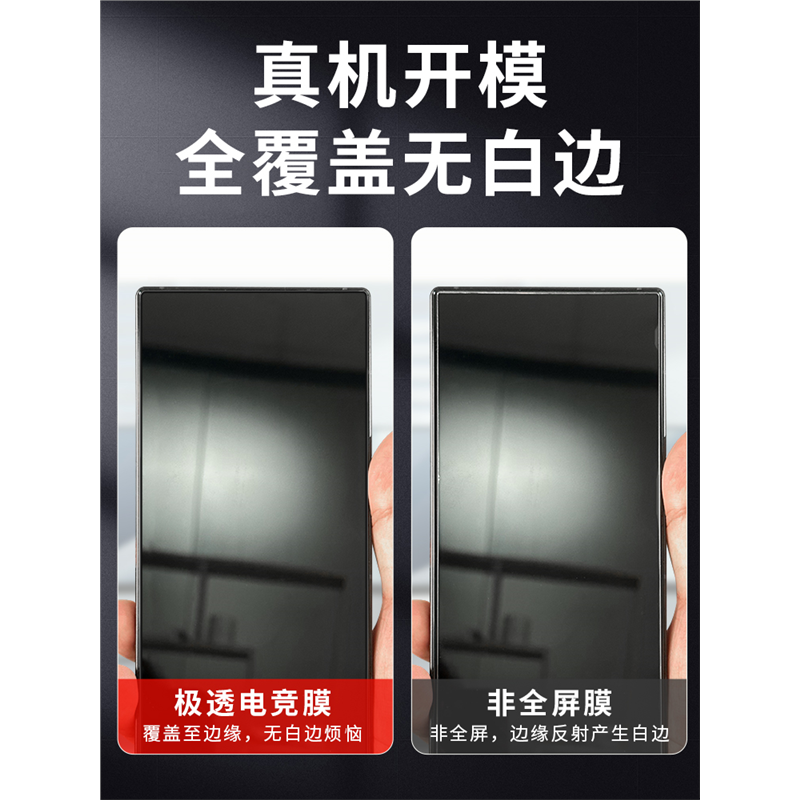 适用努比亚红魔9pro钢化膜9pro+膜全屏覆盖高清抗指纹电竞顺滑无白边防摔防爆保护膜丝印黑边保护膜-图2