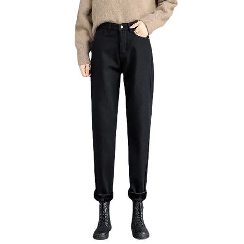 ladies winter warm jeans velvet trousers autumn women pants - 图3