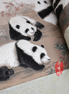 蜀锦中国风四川特色礼品卷轴挂画