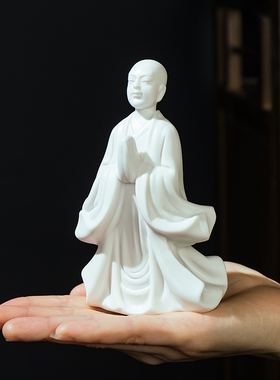创意陶瓷小和尚禅意摆件中式家居客厅沙弥人物装饰书房博古架摆设