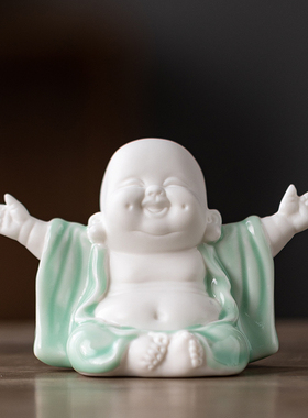 陶瓷招财开心弥勒佛小摆件