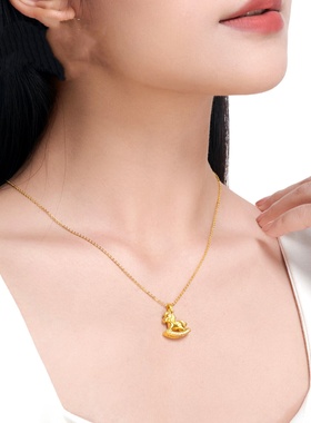 水贝同款马上有钱旋转小木马项链