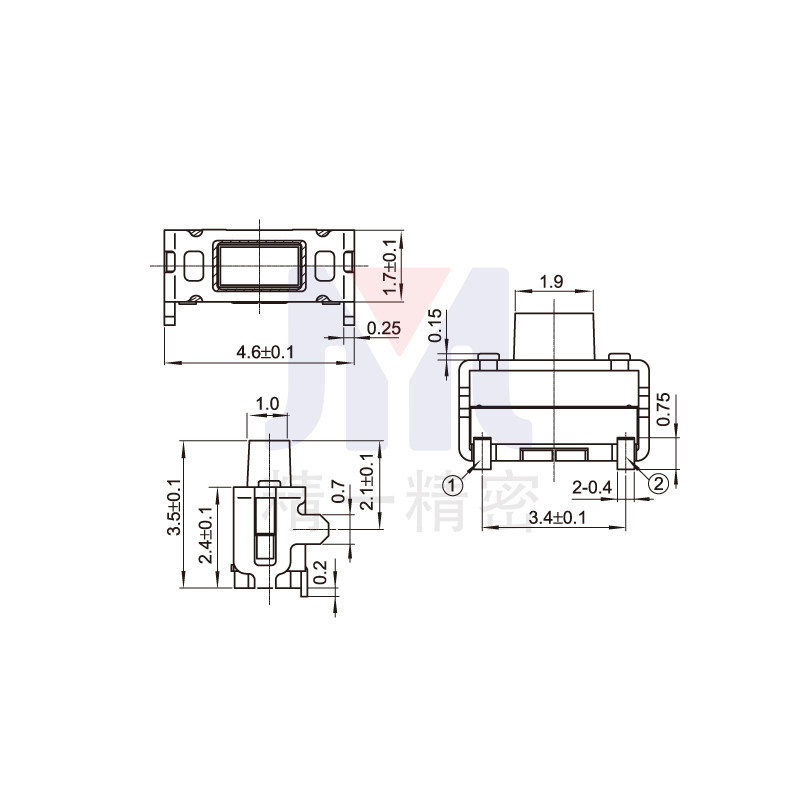 轻触开关2*4*3.5H全包支架双层有膜黑白侧按微动按键开关平板电脑,淘宝优惠券,粉丝福利购,淘宝优惠卷
