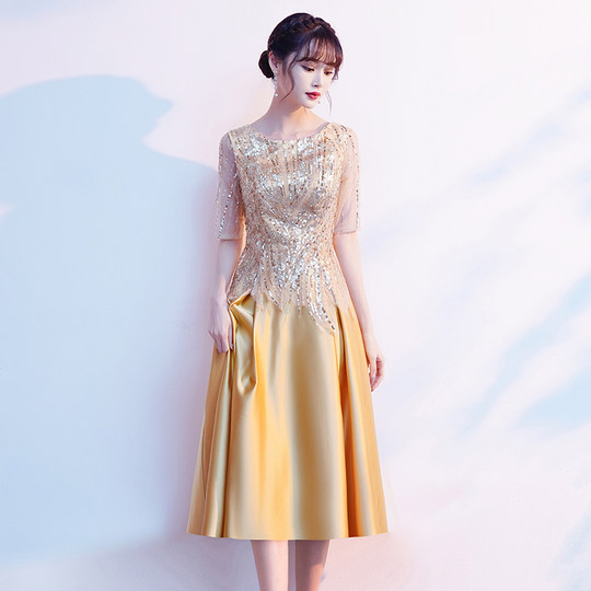 Gold light luxury high-end banquet dress evening dress