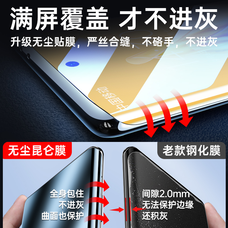 适用opporeno9手机膜reno6pro+钢化膜全屏opopreno5por全包昆仑保护膜新款oppo4曲面屏0pp0陶瓷5g水凝十贴膜3-图2