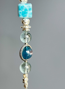 「ORIGINAL初九水晶」海纹石 岛屿海蓝宝碎银