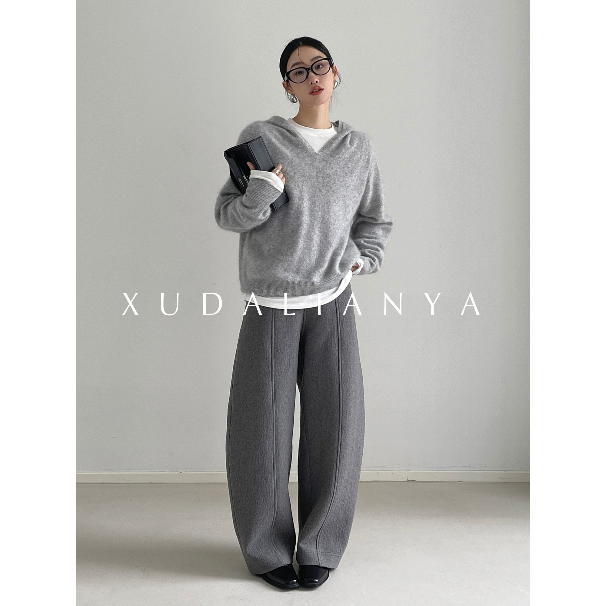 徐大脸吖定制 96.5绵羊毛/3.5山羊绒软糯针织衫秋冬连帽v领毛衣女,淘宝优惠券,粉丝福利购,淘宝优惠卷