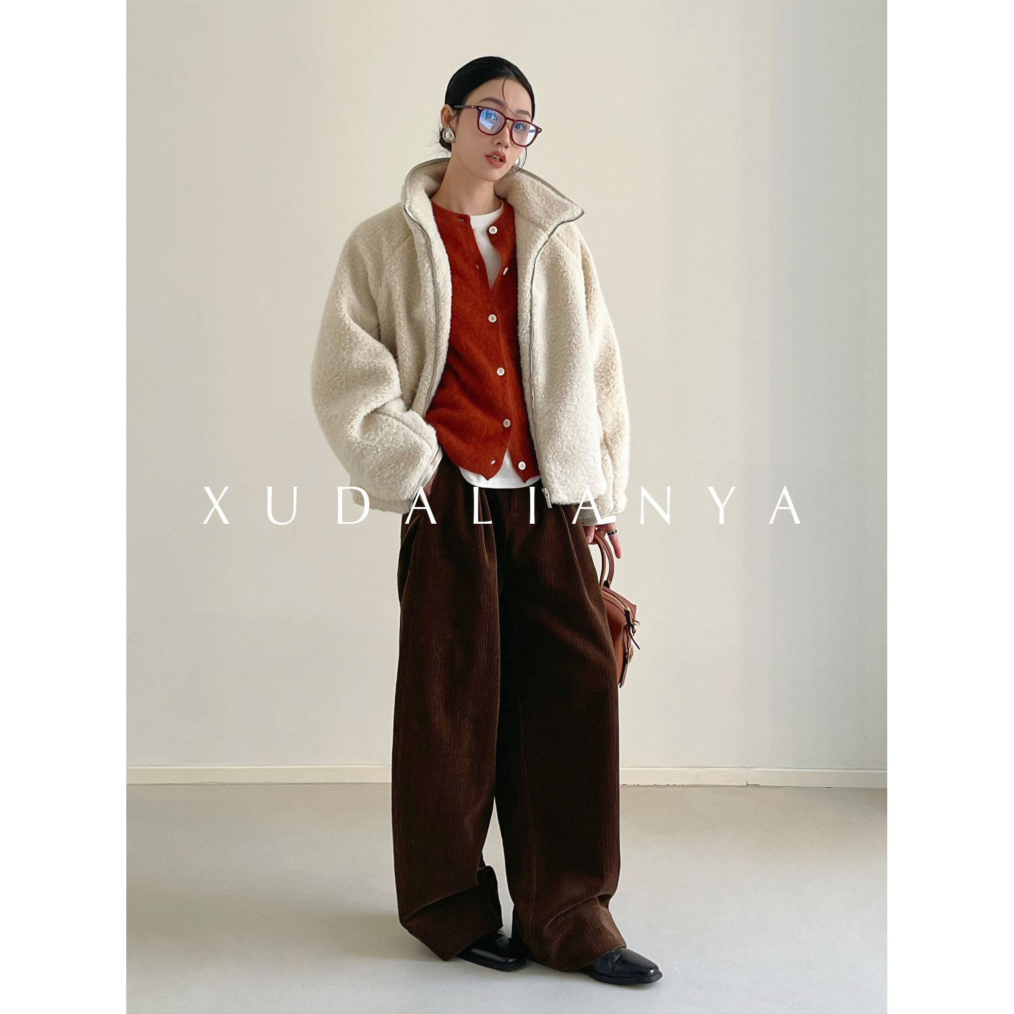 徐大脸吖定制 秋冬松弛感舒服加厚保暖夹克拉链立领羊羔毛外套女,淘宝优惠券,粉丝福利购,淘宝优惠卷