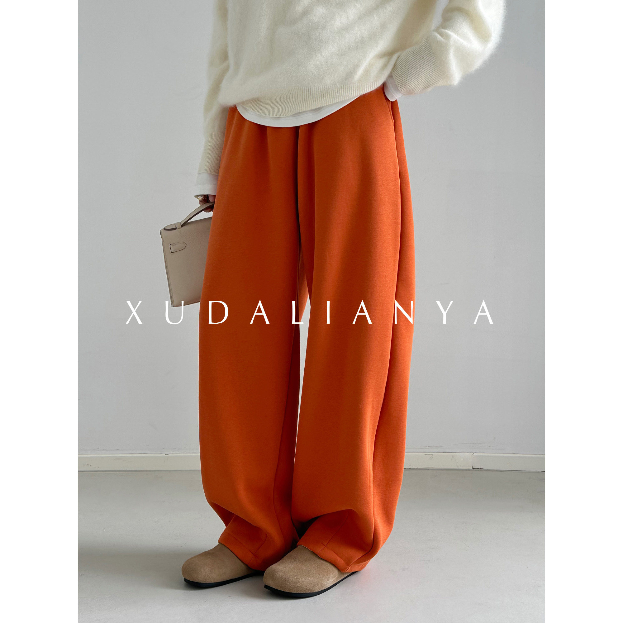 徐大脸吖定制 长绒棉松弛香蕉裤秋女直筒懒人休闲灰卫裤运动裤子,淘宝优惠券,粉丝福利购,淘宝优惠卷