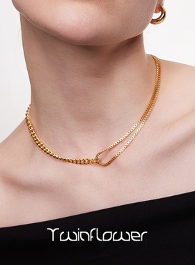 秦岚同款不对称链条锁骨链