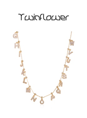 精致可DIY锆石字母项链送礼物