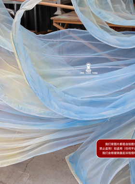 哑光欧根纱 手工仿真花飘带婚礼背景装饰婚庆舞台造型成品面料