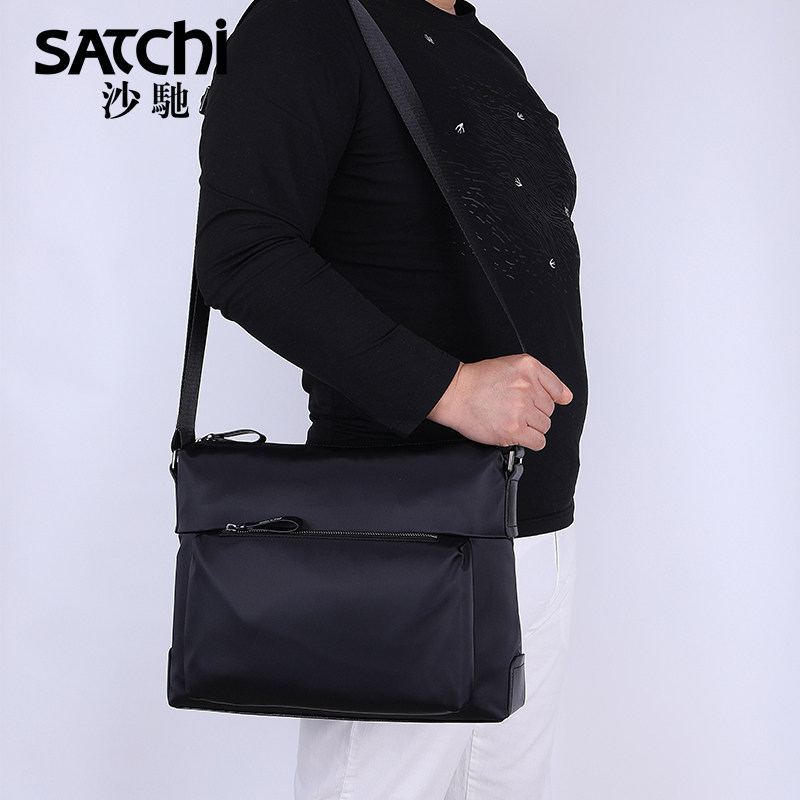 沙驰男包新款横款男士休闲单肩包 satchi沙驰众赫男士包袋